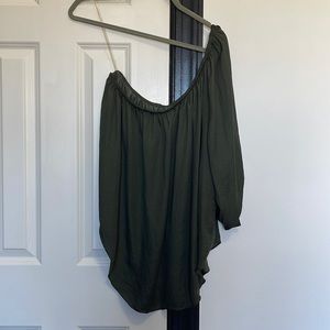Green silk blouse top